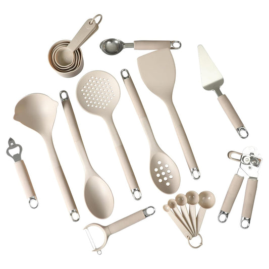 Gibson Home Burchette 20 Piece Nylon Kitchen Gadget & Tool Set in Taupe