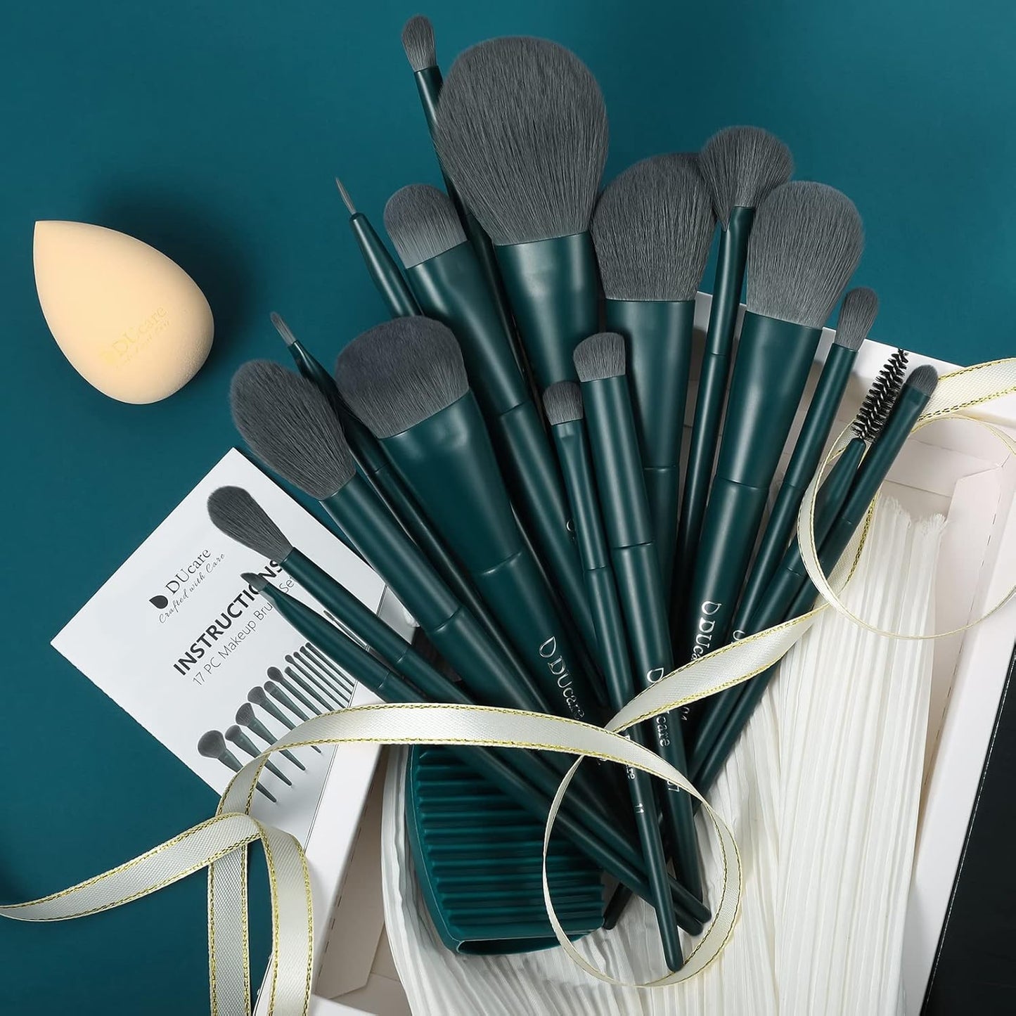 19Pcs Makeup Brush Set | with Cleaning Mat Makeup Sponge 17Pcs Makeup Brushes for Foundation,Powder, Contour, Bronzer, Concealer, Eyeshadow