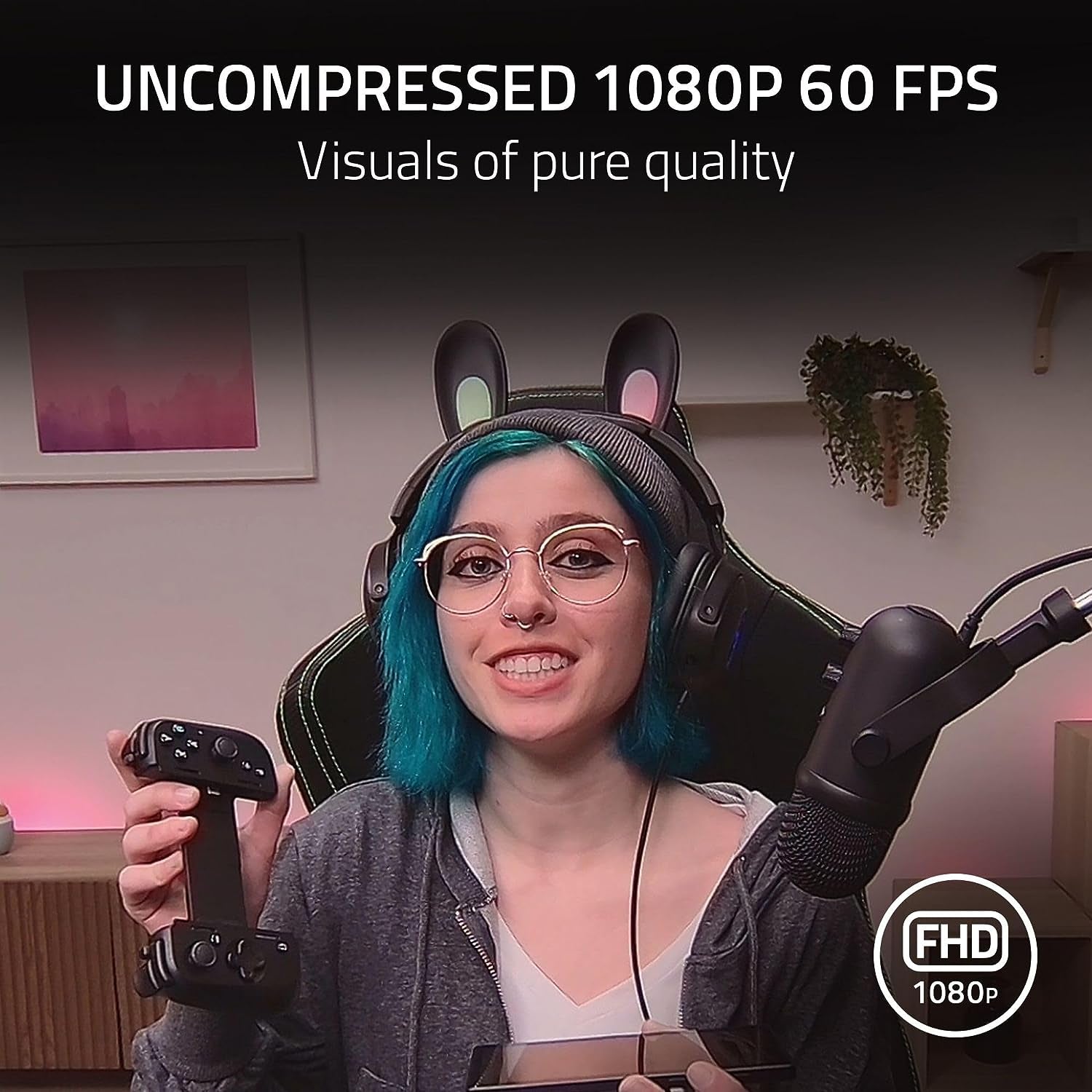 Razer Kiyo Pro Webcam for Streaming, Gaming, Video Calls: Full HD 1080P 60FPS - Adaptive Light Sensor - HDR Enabled - Wide Angle Lens with Adjustable FOV - Works with OBS, Xsplit, Twitch, Zoom, Teams