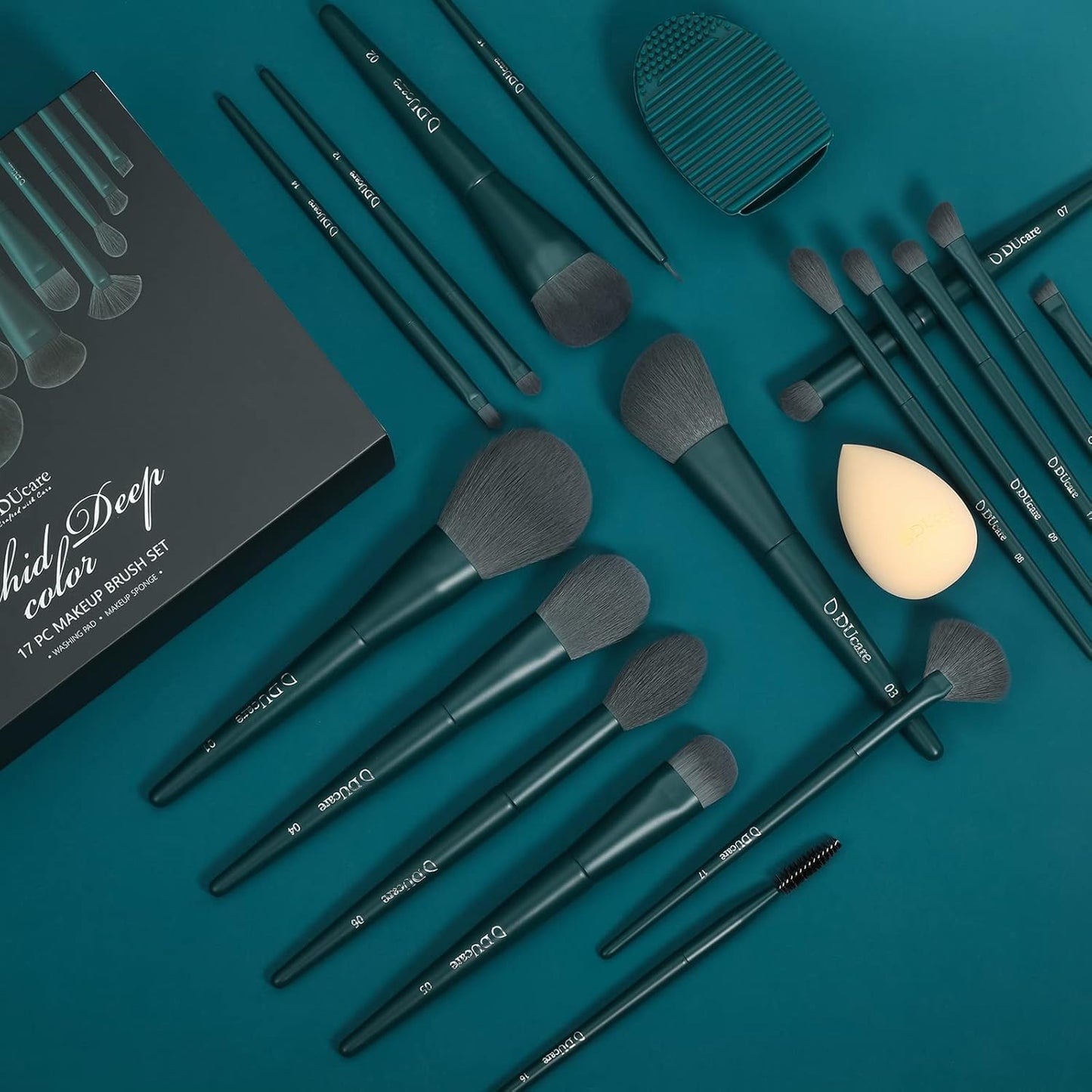 19Pcs Makeup Brush Set | with Cleaning Mat Makeup Sponge 17Pcs Makeup Brushes for Foundation,Powder, Contour, Bronzer, Concealer, Eyeshadow