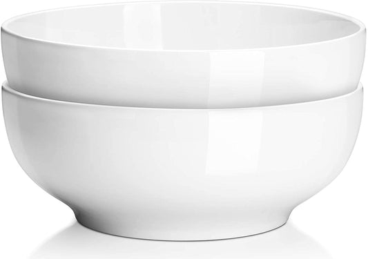 Serving Bowls, 90 OZ(9.5") Large Salad Bowls for Entertaining, Side Dishes, Pho, Pasta, Centerpiece Bowls for Dinner Parties, Kitchen Decor, Microwave & Dishwasher Safe, White