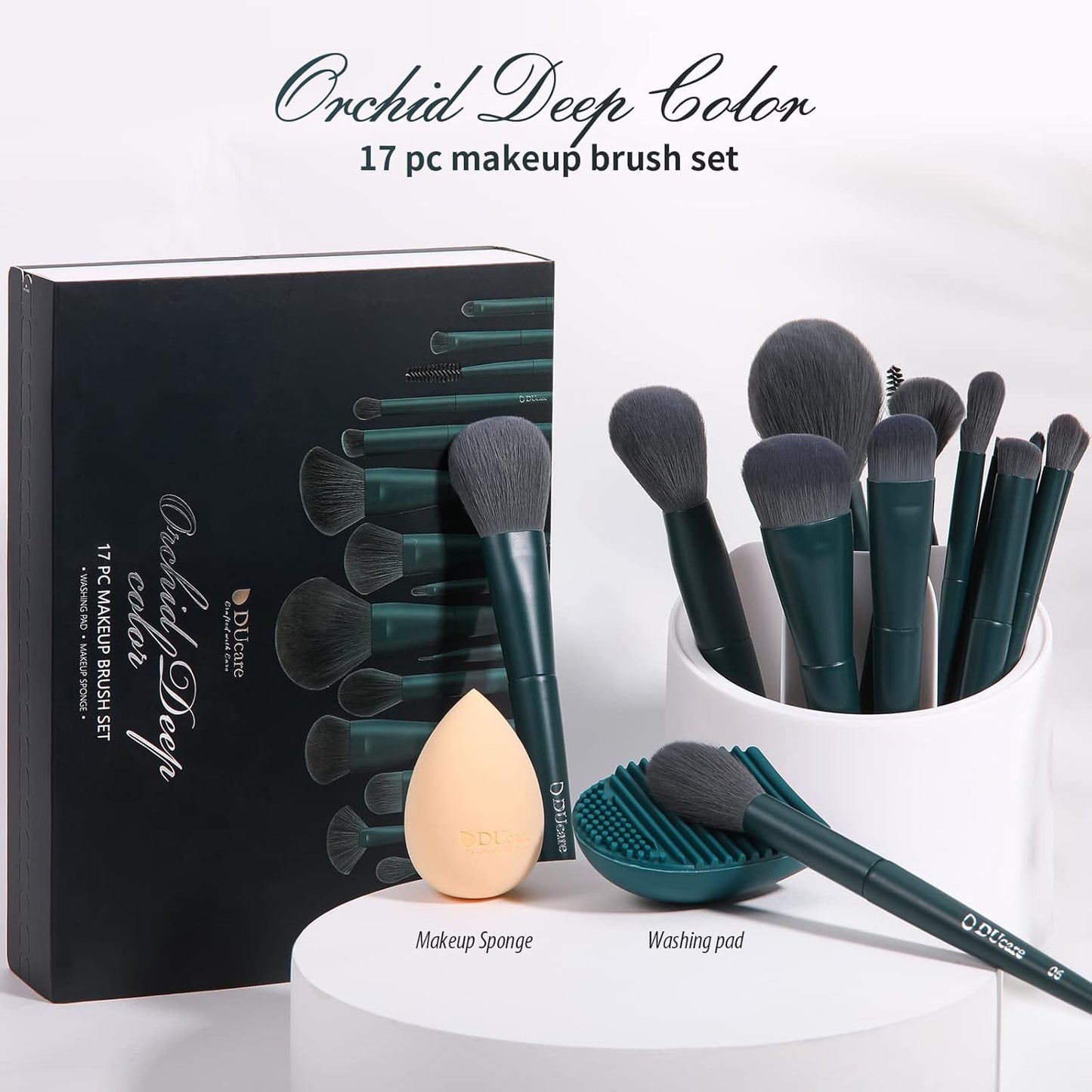 19Pcs Makeup Brush Set | with Cleaning Mat Makeup Sponge 17Pcs Makeup Brushes for Foundation,Powder, Contour, Bronzer, Concealer, Eyeshadow