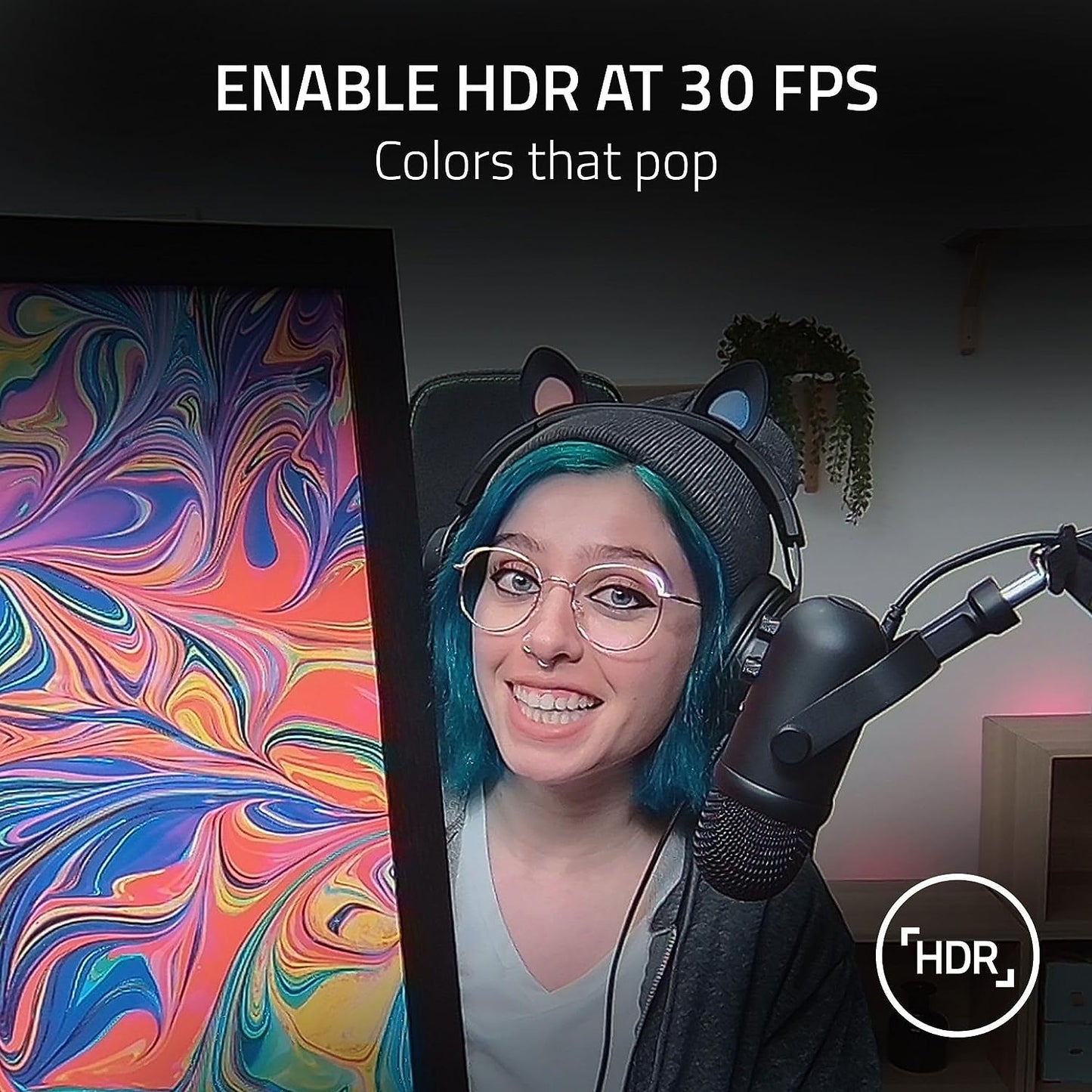 Razer Kiyo Pro Webcam for Streaming, Gaming, Video Calls: Full HD 1080P 60FPS - Adaptive Light Sensor - HDR Enabled - Wide Angle Lens with Adjustable FOV - Works with OBS, Xsplit, Twitch, Zoom, Teams