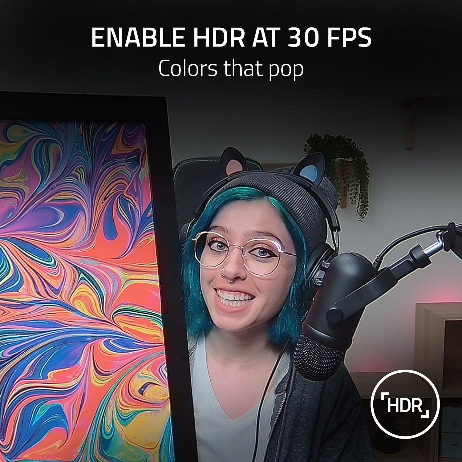 Razer Kiyo Pro Webcam for Streaming, Gaming, Video Calls: Full HD 1080P 60FPS - Adaptive Light Sensor - HDR Enabled - Wide Angle Lens with Adjustable FOV - Works with OBS, Xsplit, Twitch, Zoom, Teams
